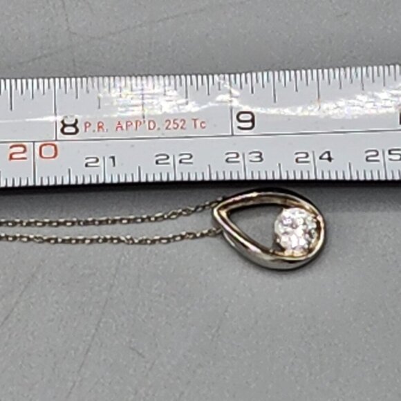 Sterling Silver Teardrop Pendant Necklace w CZ accent 925 DL Italy Link Chain - Picture 9 of 9